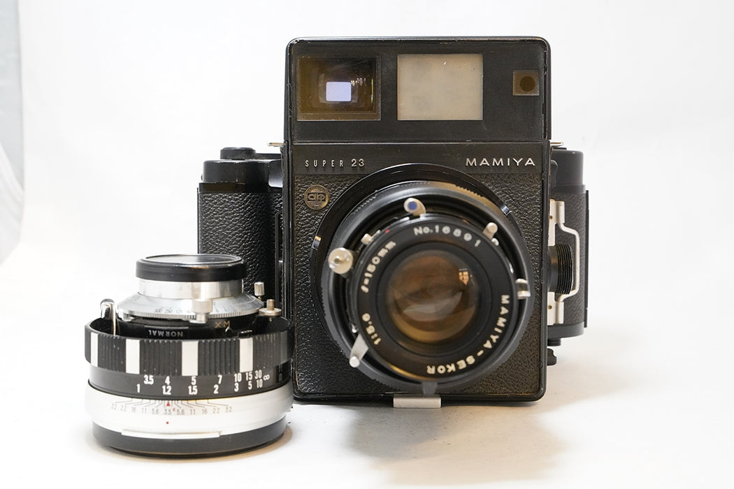 Kit fotocamera Mamiya Super 23 con Sekor 150mm e Sekor 100mm -leggi-