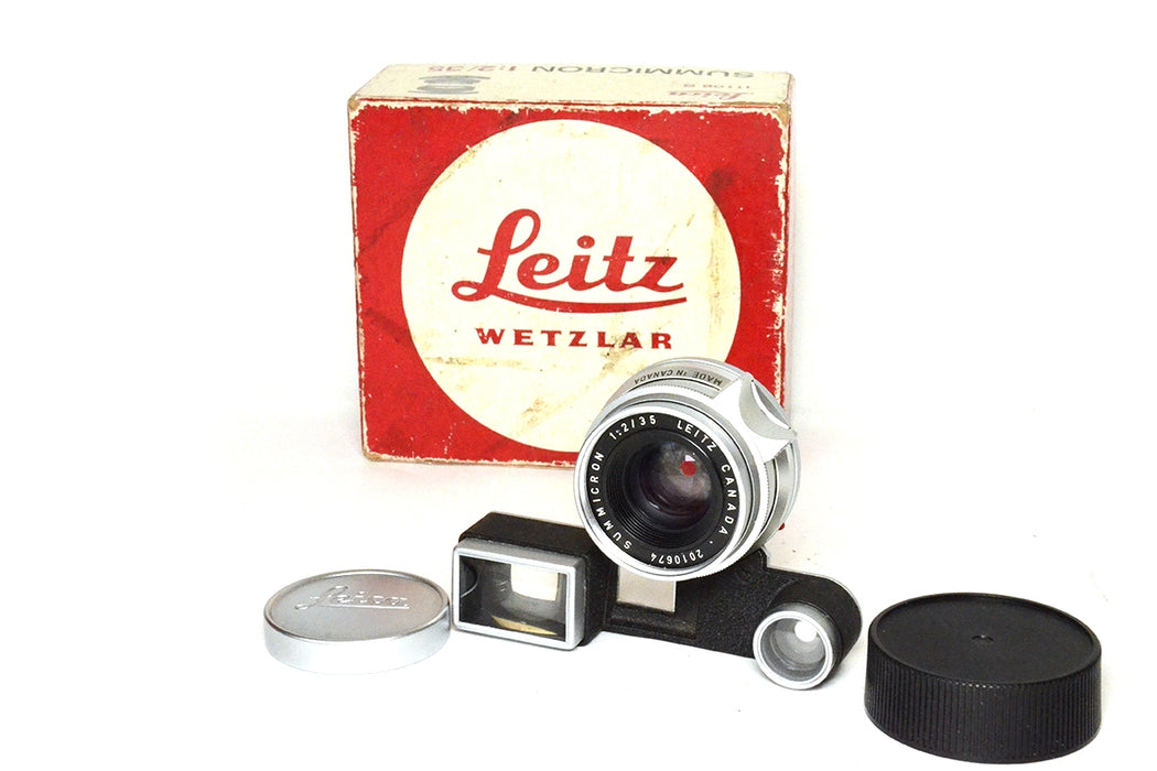 Obiettivo Leica Summicron 35mm f2 11108 S con occhialini e custodia n.2021674