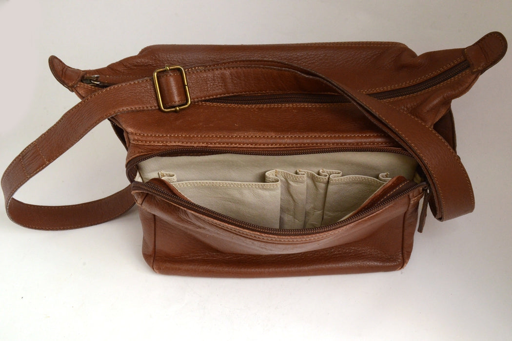 Walter Ferro Borsa Corredo per Leica in Pelle Brown/Marron. Con Scomparti