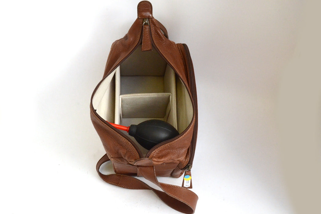 Walter Ferro Borsa Corredo per Leica in Pelle Brown/Marron. Con Scomparti