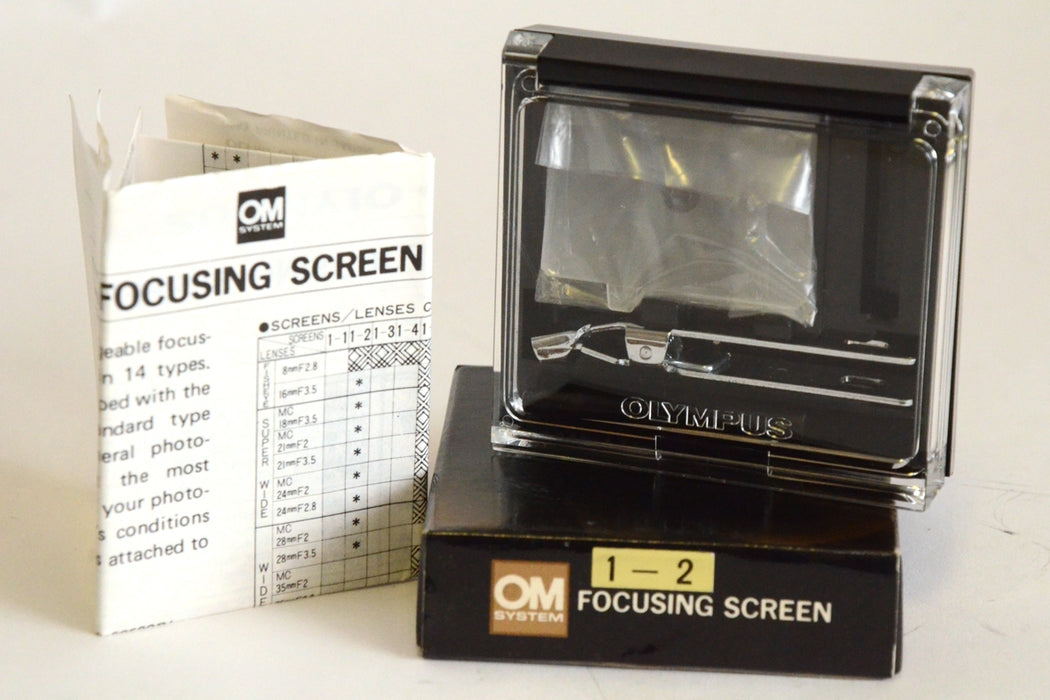 Olympus OM System Focousin Screen 1 - 2 con Scatola e Custodia