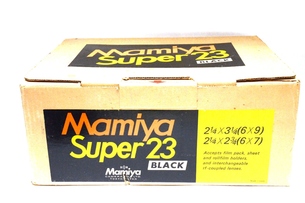 Fotocamera analogica Mamiya Super 23 Nera Kit con 75mm f5.6 BELLISSIMO