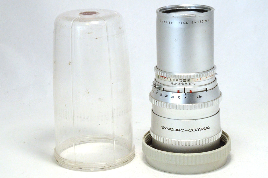 Hasselblad Zeiss Sonnar C 250mm F 5.6 Cromo In Campana in Plexiglass