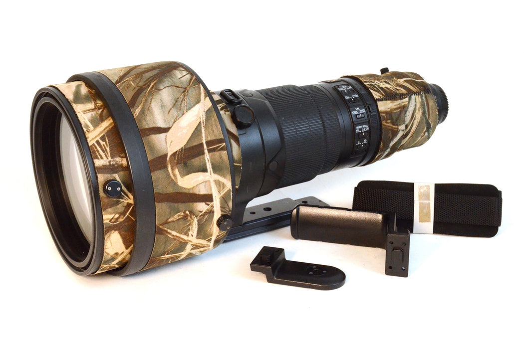 OBIETTIVO NIKON AF-S NIKKOR 600MM F4G ED VR + COPERTURA MIMETICA E STAFFE - BELLO