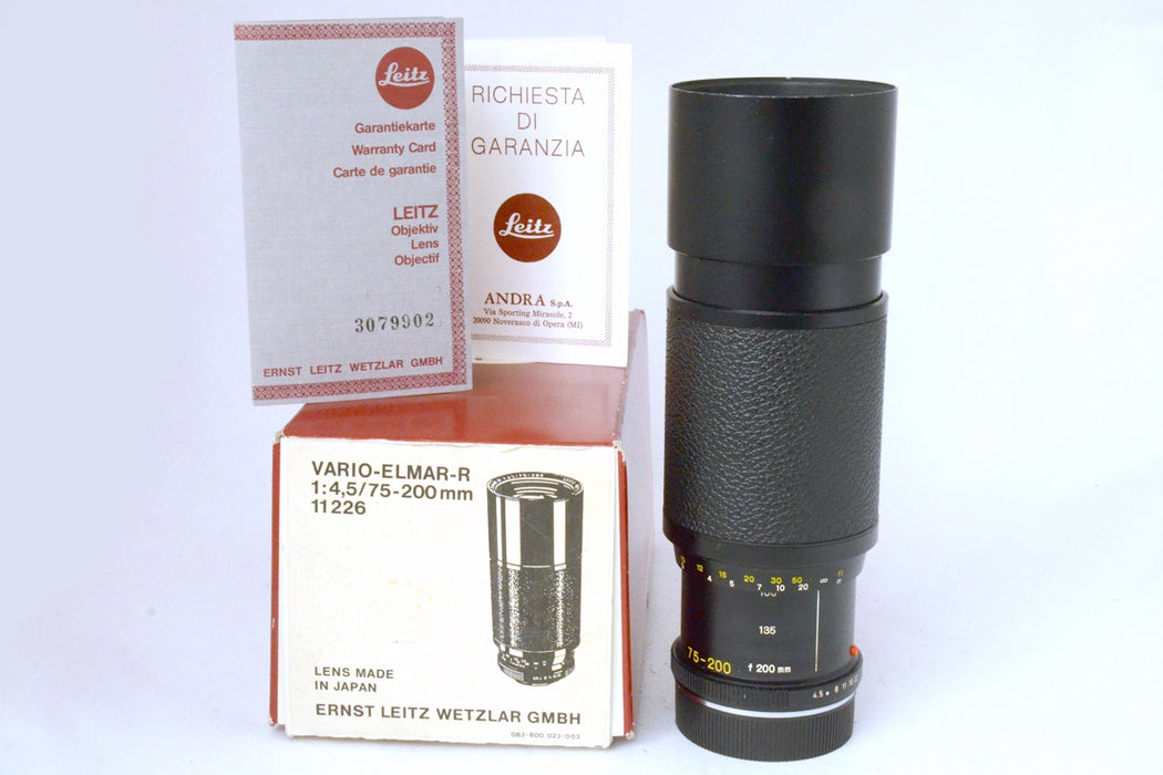 Leica Leitz Wetzlar 11226 Vario-Elmar-R 75-200mm F4.5 Zoom No ROM Scatolato