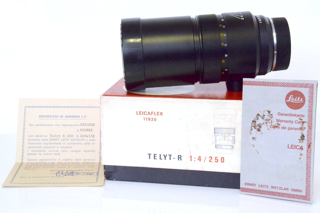 Leica 11920 Telyt-R 4 / 250mm Supertele Scatolato con Documenti. Immacolato / Mint