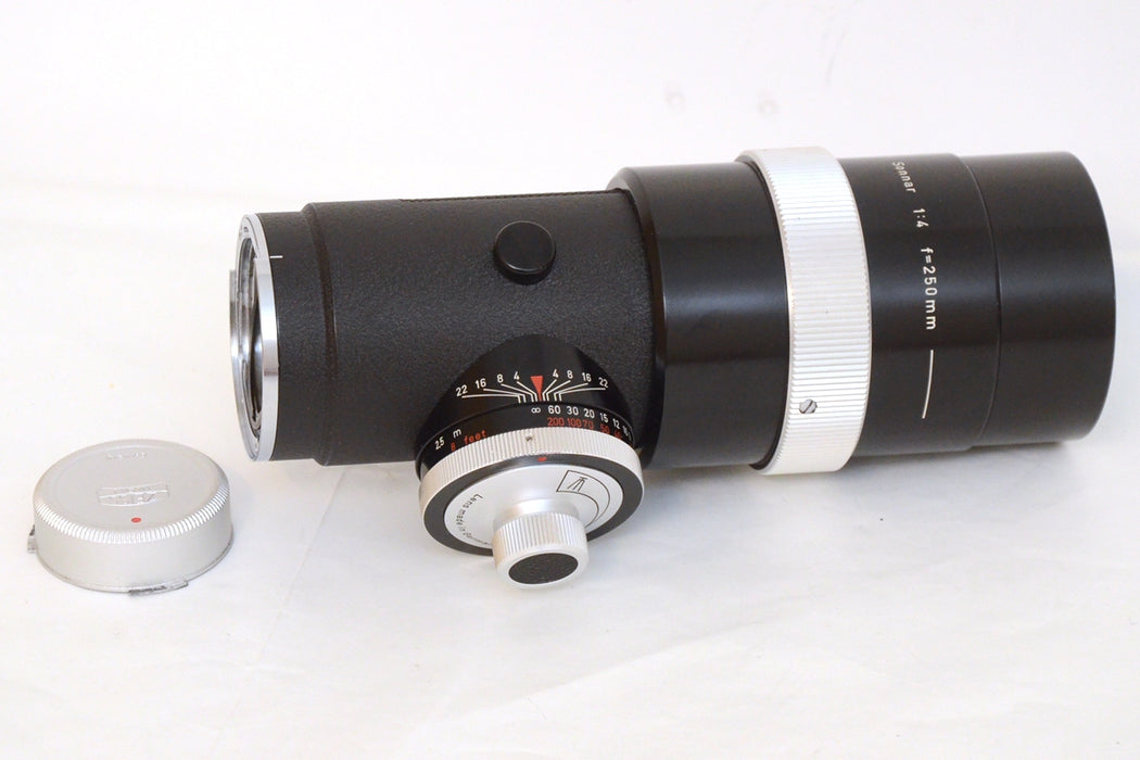 Zeiss Sonnar 4/250 2/50mm 1:4 con Astuccio Tappi e Paraluce per Contarex